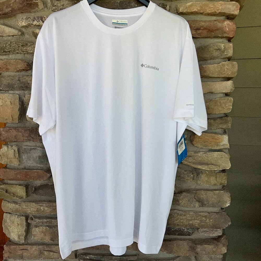 Columbia Omni Wick Lake Zell Men's T-Shirt Tee S/S White Size Medium NWT